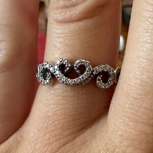 Pandora CZ Heart Swirls Ring